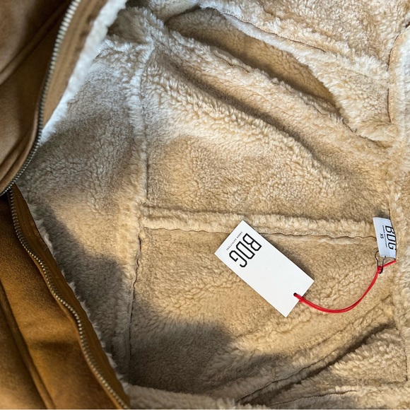 BDG Tan Shearling-Lined Bomber Jacket - Picture 6 of 6